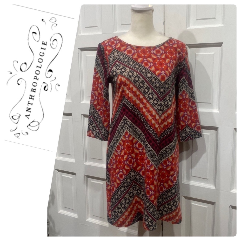 Anthropologie Everly 3/4 Sleeve Shift Dress Size Small